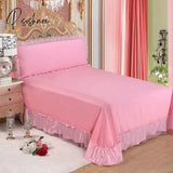 Pisoshare 4/6/8Pcs Red Pink Lace Princess Bedding Set Luxury Girls Wedding Bed Quilt Cover Sheets