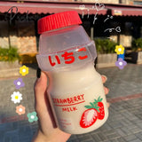 Pisoshare 480Ml Cute Frosted Plastic Fruit Water Bottle Bpa Free Portable Leakproof Yakult Shape