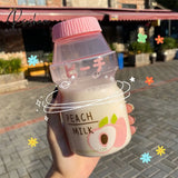 Pisoshare 480Ml Cute Frosted Plastic Fruit Water Bottle Bpa Free Portable Leakproof Yakult Shape