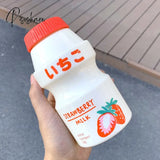 Pisoshare 480Ml Cute Frosted Plastic Fruit Water Bottle Bpa Free Portable Leakproof Yakult Shape