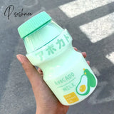 Pisoshare 480Ml Cute Frosted Plastic Fruit Water Bottle Bpa Free Portable Leakproof Yakult Shape