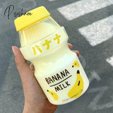 Pisoshare 480Ml Cute Frosted Plastic Fruit Water Bottle Bpa Free Portable Leakproof Yakult Shape