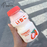 Pisoshare 480Ml Cute Frosted Plastic Fruit Water Bottle Bpa Free Portable Leakproof Yakult Shape