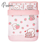 Pisoshare 4Pcs Set Kawaii Cat Bed Sheet Cotton Bedding Soft Comforter Cover Twin Full Queen Size