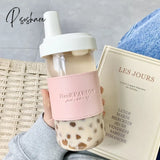 Pisoshare 500/850Ml Cute Pearl Milk Tea Straw Plastic Water Bottle With Cup Cover Women Large