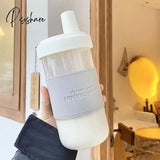 Pisoshare 500/850Ml Cute Pearl Milk Tea Straw Plastic Water Bottle With Cup Cover Women Large