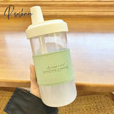 Pisoshare 500/850Ml Cute Pearl Milk Tea Straw Plastic Water Bottle With Cup Cover Women Large