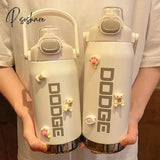Pisoshare 950Ml/1200Ml Large Capacity Vacuum Flask Thermos Water Bottle Stainless Steel Tumbler
