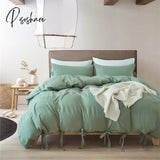 Pisoshare American Size Bowknot Lace Up Duvet Cover Set Queen Butterfly Bowtie Twin King Blanket