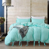 Pisoshare American Size Bowknot Lace Up Duvet Cover Set Queen Butterfly Bowtie Twin King Blanket