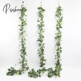 Pisoshare Artificial Eucalyptus Garland Rattan Leaf String Decorative Jungle Plant Green Suitable