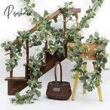 Pisoshare Artificial Eucalyptus Garland Rattan Leaf String Decorative Jungle Plant Green Suitable