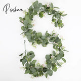 Pisoshare Artificial Eucalyptus Garland Rattan Leaf String Decorative Jungle Plant Green Suitable