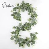 Pisoshare Artificial Eucalyptus Garland Rattan Leaf String Decorative Jungle Plant Green Suitable