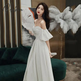 Pisoshare - Banquet Evening Dress White Skirt Light Wedding Spring New Style Slim Fit Small Tail