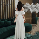 Pisoshare - Banquet Evening Dress White Skirt Light Wedding Spring New Style Slim Fit Small Tail