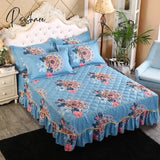 Pisoshare Bed Skirt Luxury King Size Cover Lace Quilted Thicken Non-Slip Spread Queen Fitted Sheet