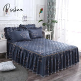 Pisoshare Bed Skirt Luxury King Size Cover Lace Quilted Thicken Non-Slip Spread Queen Fitted Sheet