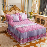 Pisoshare Bed Skirt Luxury King Size Cover Lace Quilted Thicken Non-Slip Spread Queen Fitted Sheet