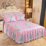 Pisoshare Bed Skirt Luxury King Size Cover Lace Quilted Thicken Non-Slip Spread Queen Fitted Sheet