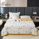 Pisoshare Bedding Lightweight Summer Quilt Breathable Cozy Quilted Thin Class A Cotton And Linen