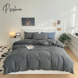 Pisoshare Bedding Linen Washed Cotton Four Piece Set Solid Color Mix And Match Household Bed Sheets