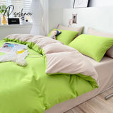 Pisoshare Bedding Linen Washed Cotton Four Piece Set Solid Color Mix And Match Household Bed Sheets