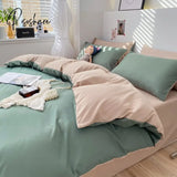 Pisoshare Bedding Linen Washed Cotton Four Piece Set Solid Color Mix And Match Household Bed Sheets