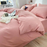 Pisoshare Bedding Linen Washed Cotton Four Piece Set Solid Color Mix And Match Household Bed Sheets