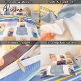 Pisoshare Bedding Set For Girl Boy Bedroom Kids Modern Comforter Duvet Cover Flat Sheet Pillowcase