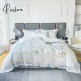 Pisoshare Bedding Set Luxury 120S Pure Egyptian Cotton Exquisite Embroidery Duvet Cover Flat Or