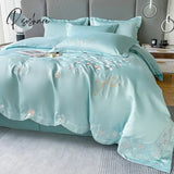 Pisoshare Bedding Set Luxury 120S Pure Egyptian Cotton Exquisite Embroidery Duvet Cover Flat Or