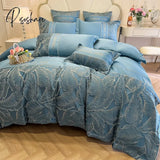 Pisoshare Bedding Set Luxury Egyptian Cotton Leaf Embroidery Duvet Cover Bed Sheets And Pillowcases