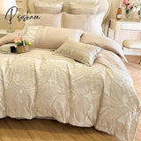 Pisoshare Bedding Set Luxury Egyptian Cotton Leaf Embroidery Duvet Cover Bed Sheets And Pillowcases