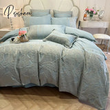 Pisoshare Bedding Set Luxury Egyptian Cotton Leaf Embroidery Duvet Cover Bed Sheets And Pillowcases