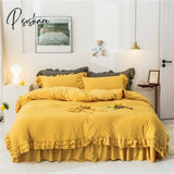 Pisoshare Bedding Set Luxury Princess Ruffle Bow Bed Linen Double Duvet Cover Sheet Comforter