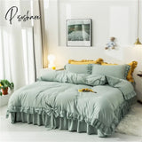 Pisoshare Bedding Set Luxury Princess Ruffle Bow Bed Linen Double Duvet Cover Sheet Comforter