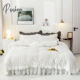 Pisoshare Bedding Set Luxury Princess Ruffle Bow Bed Linen Double Duvet Cover Sheet Comforter