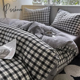 Pisoshare Bedding Set Washed Cotton Linen Duvet Cover Flat Sheet Pillowcase Soft Comfort Home Hotel