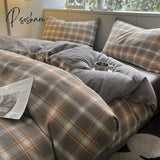 Pisoshare Bedding Set Washed Cotton Linen Duvet Cover Flat Sheet Pillowcase Soft Comfort Home Hotel