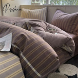 Pisoshare Bedding Set Washed Cotton Linen Duvet Cover Flat Sheet Pillowcase Soft Comfort Home Hotel