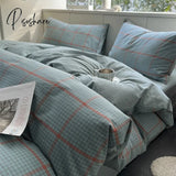 Pisoshare Bedding Set Washed Cotton Linen Duvet Cover Flat Sheet Pillowcase Soft Comfort Home Hotel