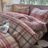 Pisoshare Bedding Set Washed Cotton Linen Duvet Cover Flat Sheet Pillowcase Soft Comfort Home Hotel