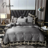 Pisoshare Bedding Sets Luxury Korea Princess Lace Embroidery Duvet Cover Bed Skirt And Pillowcase