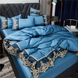 Pisoshare Bedding Sets Luxury Korea Princess Lace Embroidery Duvet Cover Bed Skirt And Pillowcase