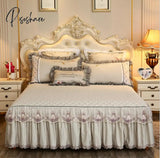 Pisoshare Beige Microfiber Fabric Princess Lace Bedspread Bed Skirt With Cotton Warm Thick Bedding