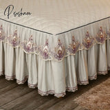 Pisoshare Beige Microfiber Fabric Princess Lace Bedspread Bed Skirt With Cotton Warm Thick Bedding