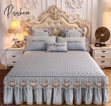 Pisoshare Beige Microfiber Fabric Princess Lace Bedspread Bed Skirt With Cotton Warm Thick Bedding