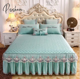 Pisoshare Beige Microfiber Fabric Princess Lace Bedspread Bed Skirt With Cotton Warm Thick Bedding