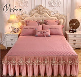 Pisoshare Beige Microfiber Fabric Princess Lace Bedspread Bed Skirt With Cotton Warm Thick Bedding